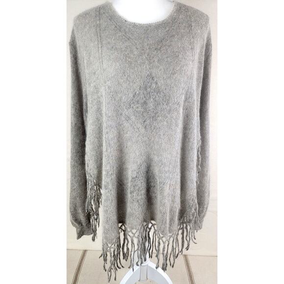 Mes Demoiselles Ayana Sweater Gray Alpaca Fringe Long Sleeve Women's Size 2 Soft - Picture 1 of 10